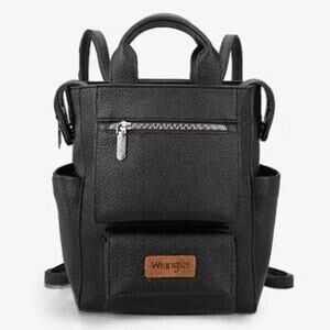 NWT Wrangler Small Leather Convertible Backpack - Black